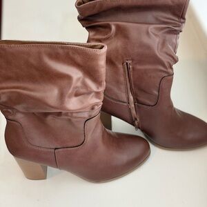 Style & Co Brown Heeled Boots with Slouchy Design